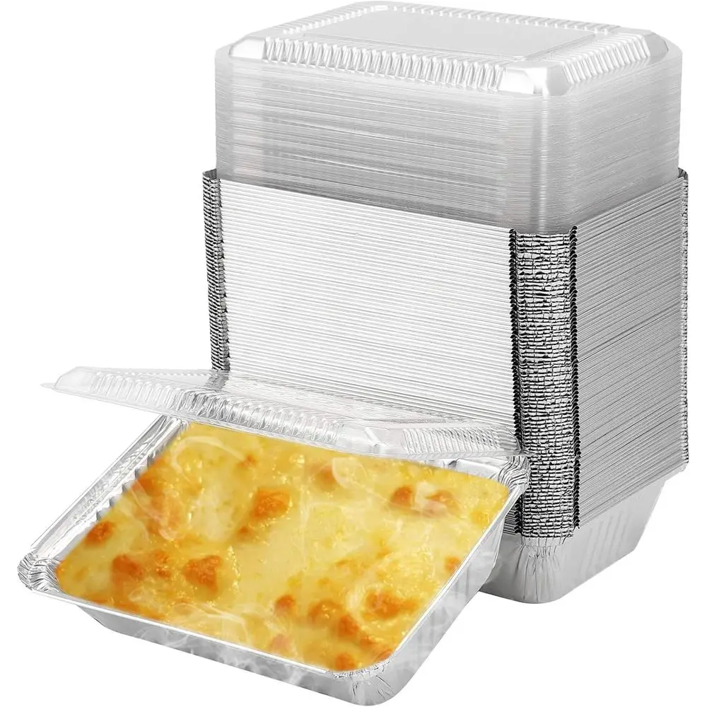 

125 Count 2.25lb Aluminum Foil Containers with Lids, Ideal for Cooking, Baking, Takeout, and Storage