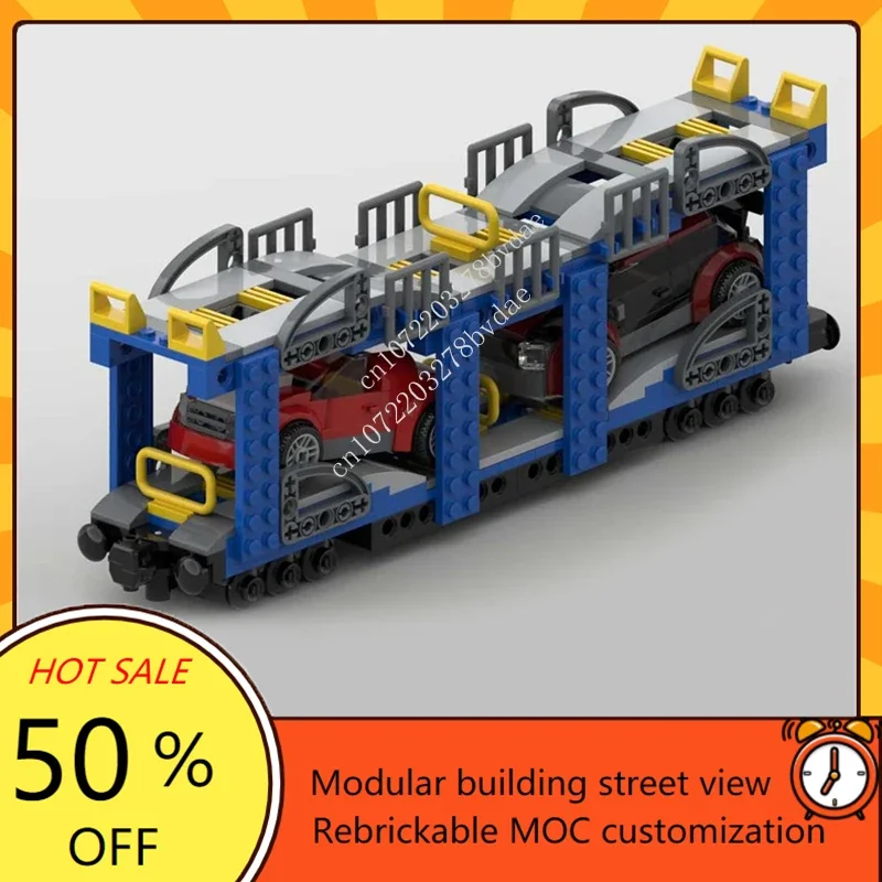 368PCS MOC Railway Transport Cart with Two Matching Cars Puzzles Model  Display Collection Children's Xmas Birthday Toy Gift
