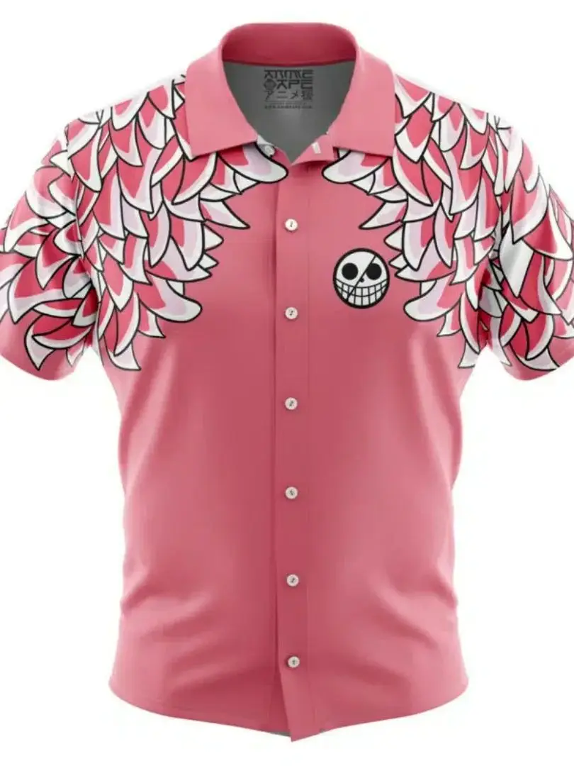 2026 Doflamingo Patroon Een Stuk Button Up Hawaiiaans Shirt Sport Snel Droog Heren Shirt Kinderkleding Tee Top Y2k Vrouw - afbeelding 2