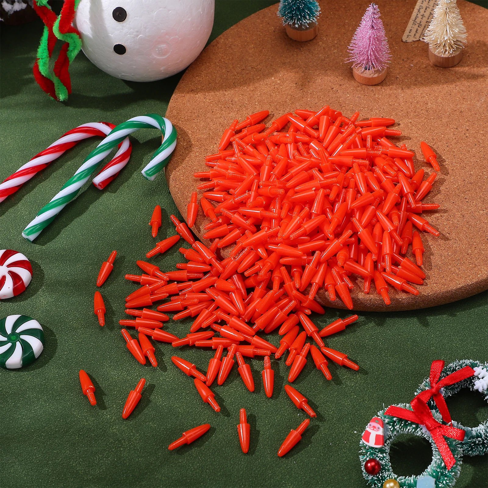 

DIY Snowman Nose Kit 300Pcs Winter Festival Accessories Holiday Decoration Set Plastic Orange Carrots for Christmas Crafting Fun
