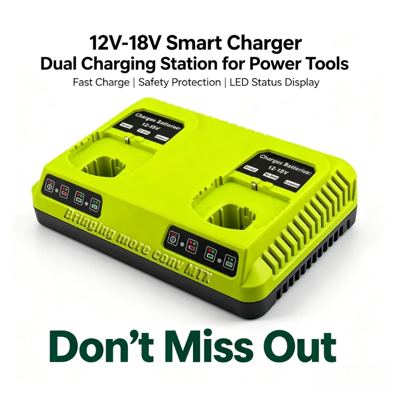 Ryobi 18V Rapid Replacement Charger Compatible P102 P107 P108 RB18L50 Lithium Battery For Outdoor & Workshop Power Tools