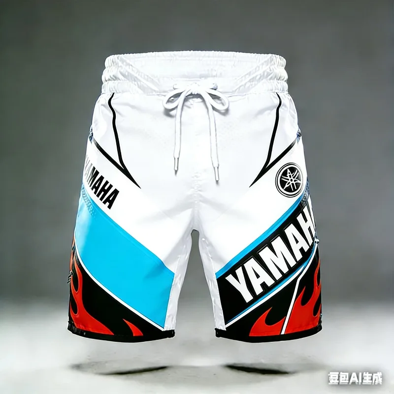 

2026 Summer Trendy Yamaha White Flame Pocket Shorts for Men and Women Fashion Casual Motorcycle Cycling Sports Shorts