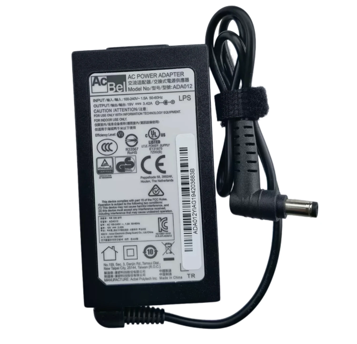 

Genuine ACBEL 19V 3.42A 65W AC Adapter ADA012 Charger for CLEVO NH58RH NP6854 System76 LEMUR PRO 12 LEMP12 Power Supply 5.5*2.5