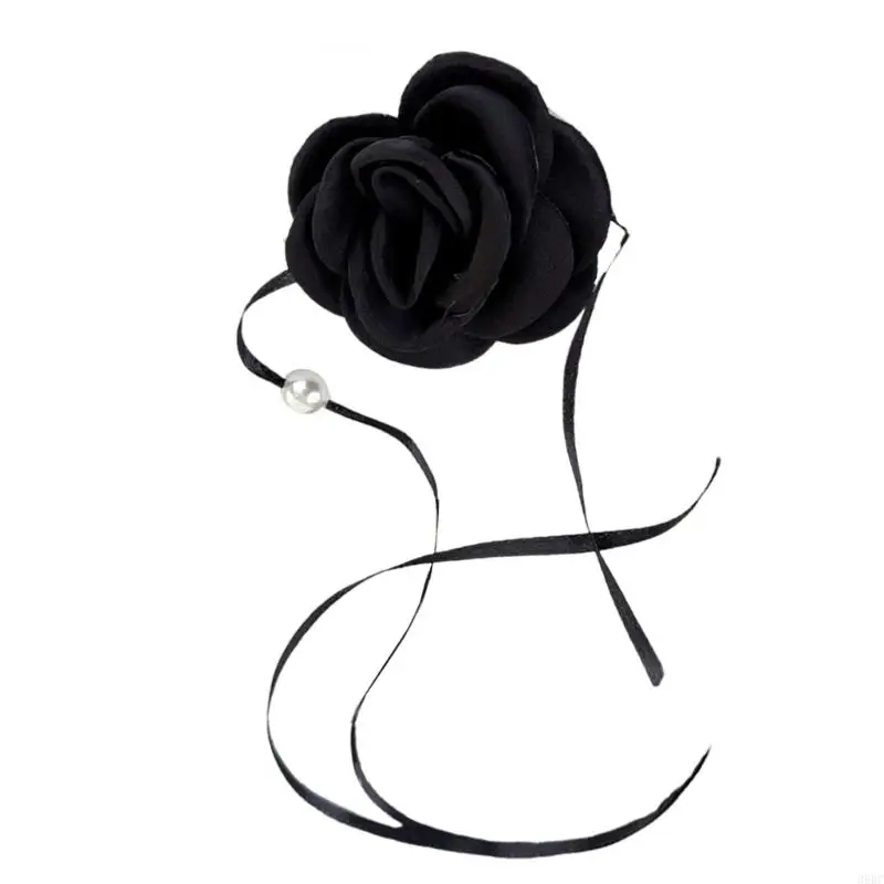 

39BC Floral Collar Necklace Pearls Embellished Waist Chain Choker Chain Women Gift