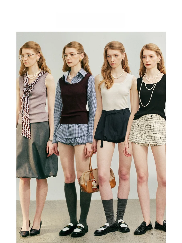 

Универсальный трикотажный свитер-жилет Havehas Basic Wardrobe из 80% шелкового ацетата и шерсти с квадратным вырезом, облегающий, с широкими бретелями