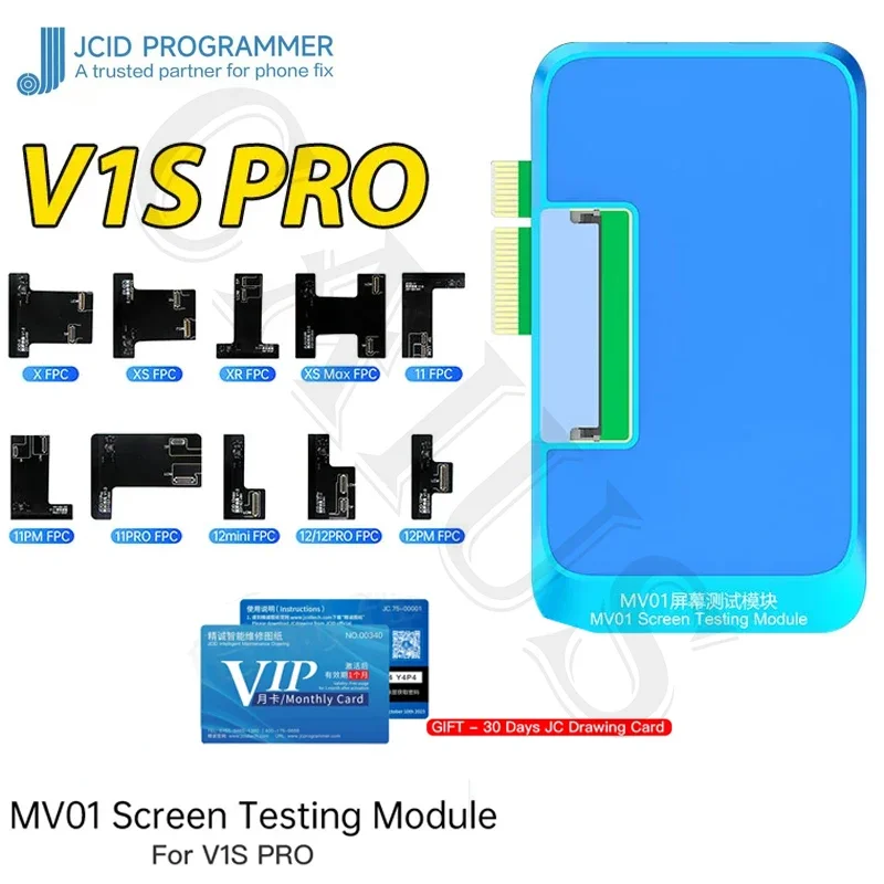 

JC JCID V1S Pro MV01 Screen Testing Module for IPhone X-15PM Huawei Samgsung Screen Function HD Display Test Repair Tool Set