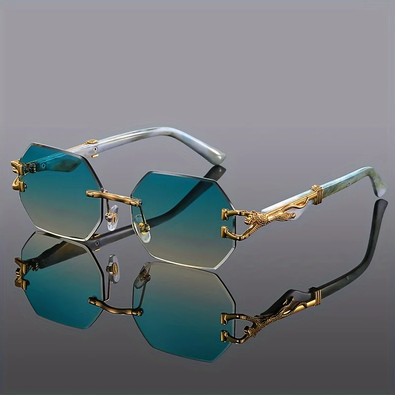 Geometric Leopard Print Sport Glasses For Women, Lightweight & Durable Composite Frame, Trendy Streetwear Glasses image 2