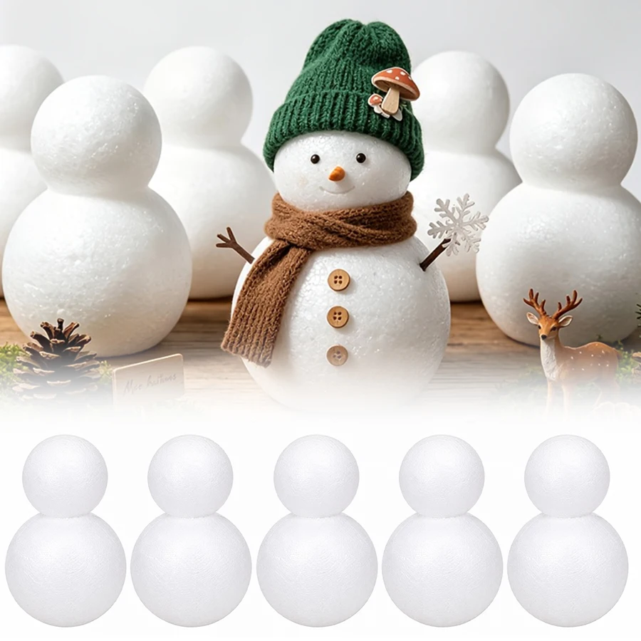 3/6/15PCS 9cm Solid Foam Snowman Models Minimalist DIY Crafts Shapes White Snowman Christmas Decor Handmade Project Supplies ZYF