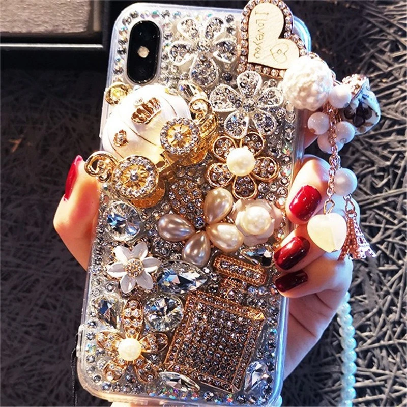 Rhinestone and Diamond Pumpkin Car Bling Case Cover for Xiaomi Redmi 9A, 9C, Note8, 9Pro, Note9, Note10, Note11 Pro, Luxury