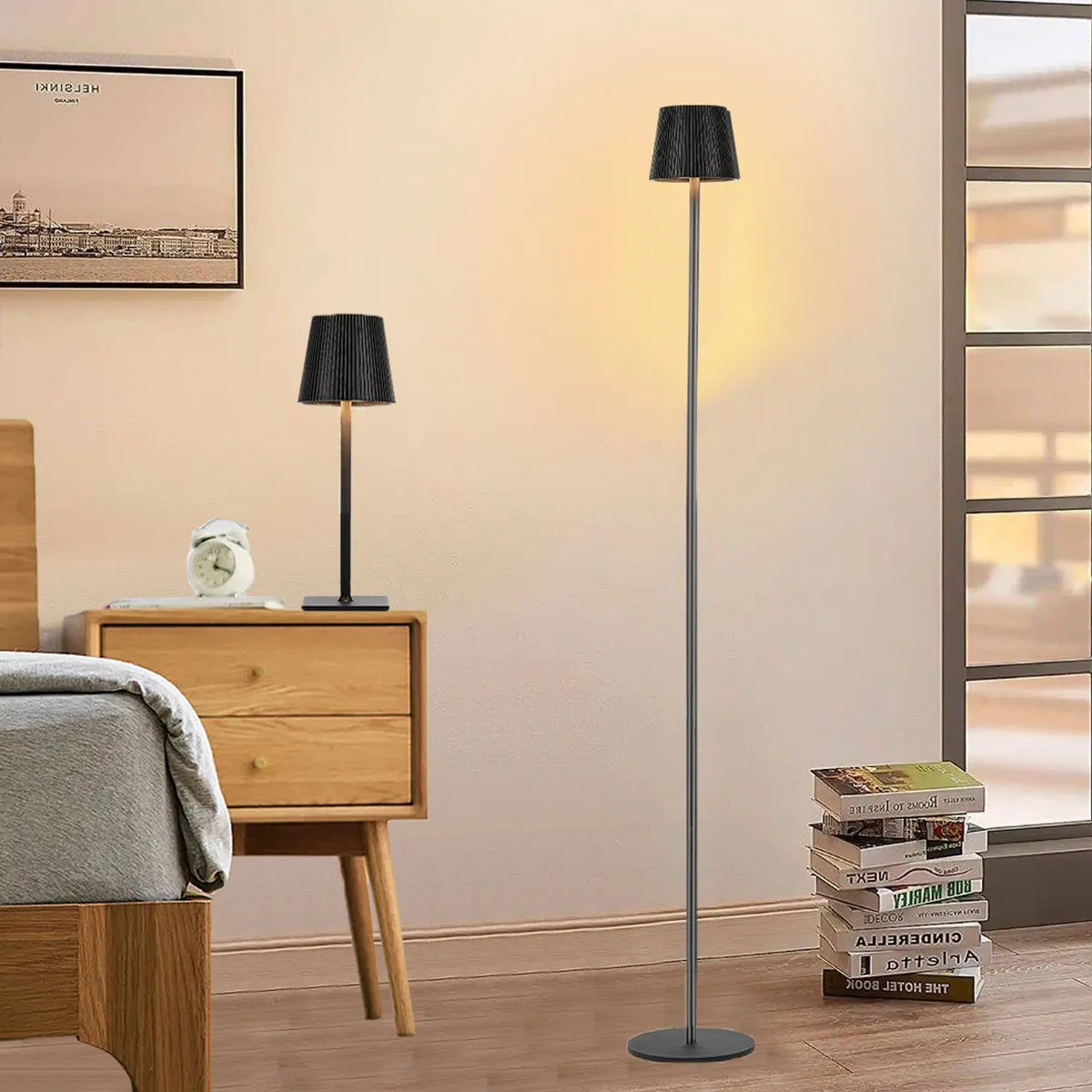 Lampa podłogowa LED 3 w 1, 130 cm, bezprzewodowa lampa podłogowa z funkcją dotykową, odłączana lampka do czytania z baterią 8000 mAh