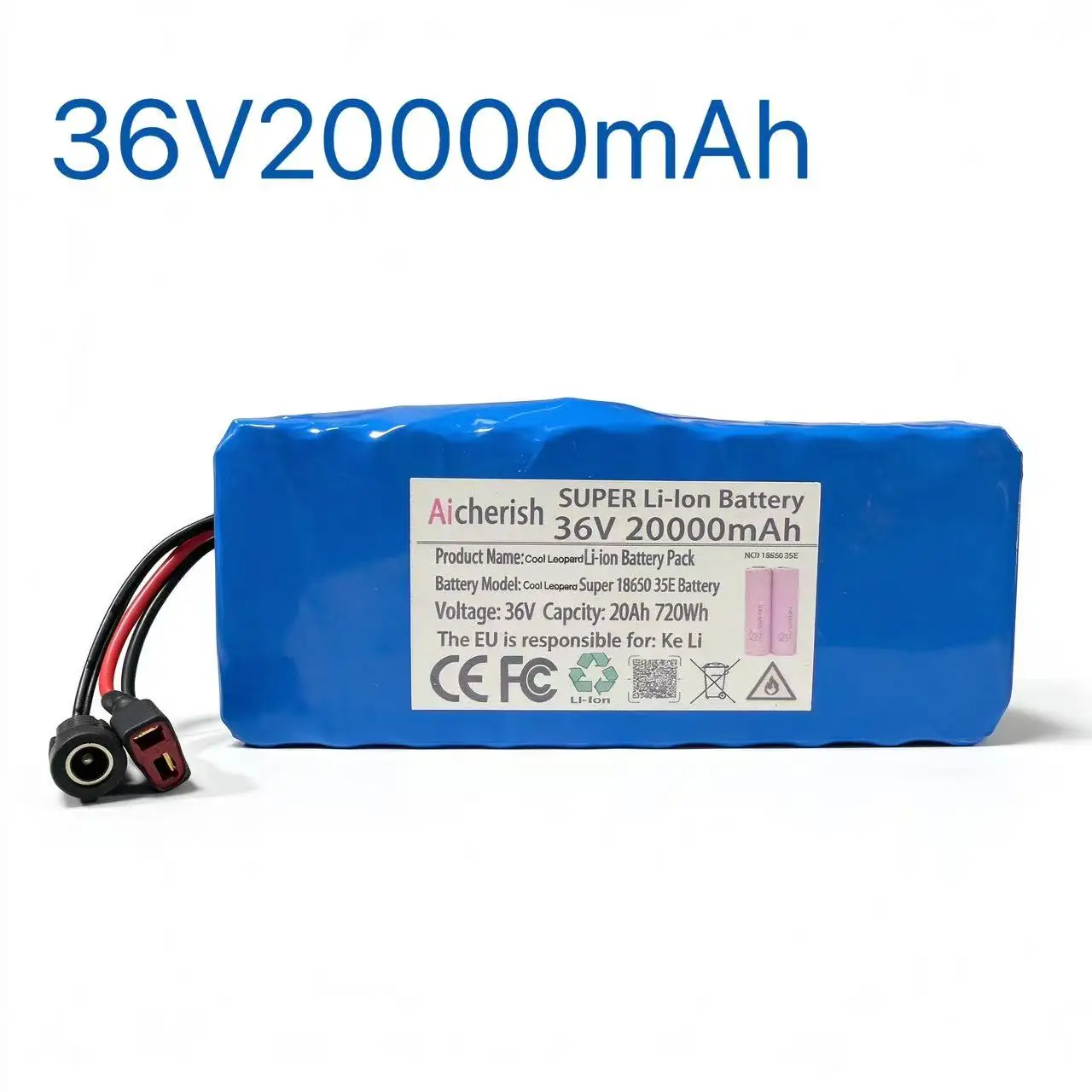 Cool Leopard 36V 20Ah Li-ion Battery Pack 10S 18650 with BMS Dual DC Output for Electric Scooter Outdoor Light`