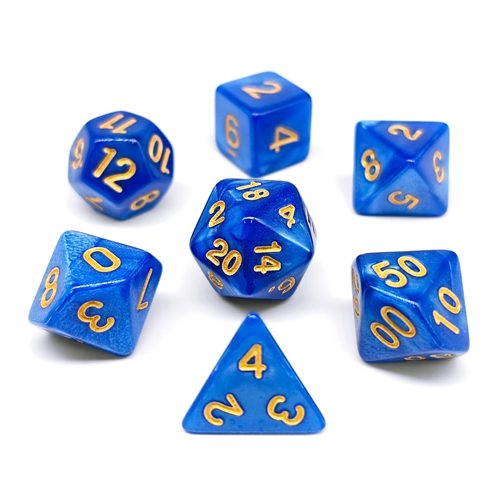 7Pcs Bright Lemon Yellow Pearl Swirl DND Dice Set, High Contrast Black Ink for TTRPG，for D&D, Pathfinder, TTRPG & Board Games