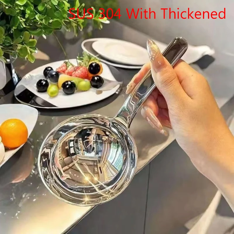Large Soup Ladle Stainless Steel 304 Korean Style Deep Round Serving Spoon Long Handle Mirror Polished Kitchen Utensil