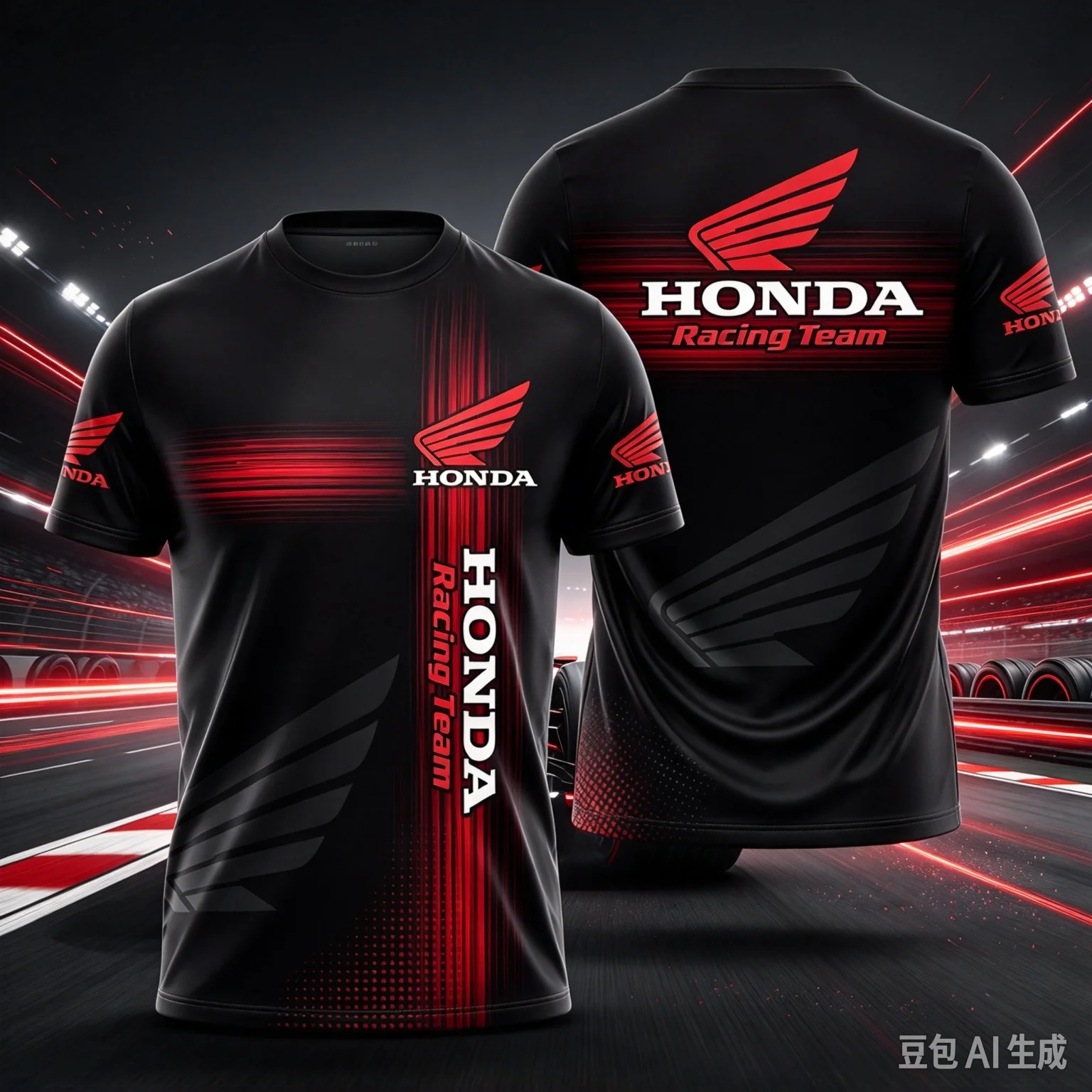 SOMMER-NEUHEIT 2026 HERREN Racing T-Shirt Herren Lässiges Kurzarm-Atmungsaktives T-Shirt mit 3D-Motorrad-Print HONDA – Detail 3