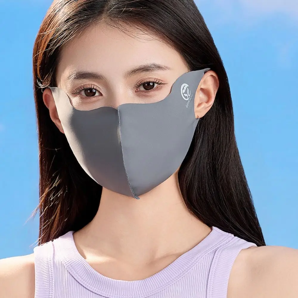 Breathable Sunscreen Face Scarf Ice Silk Mask Face Mask Solid Color Face Cover Summer UV Protection Face Gini Mask Outdoor