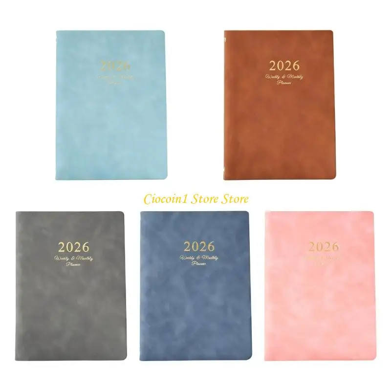 A3PC Refillable 2026 Weekly Planner 6 Rings Leather Binder Journal with Pages Dated