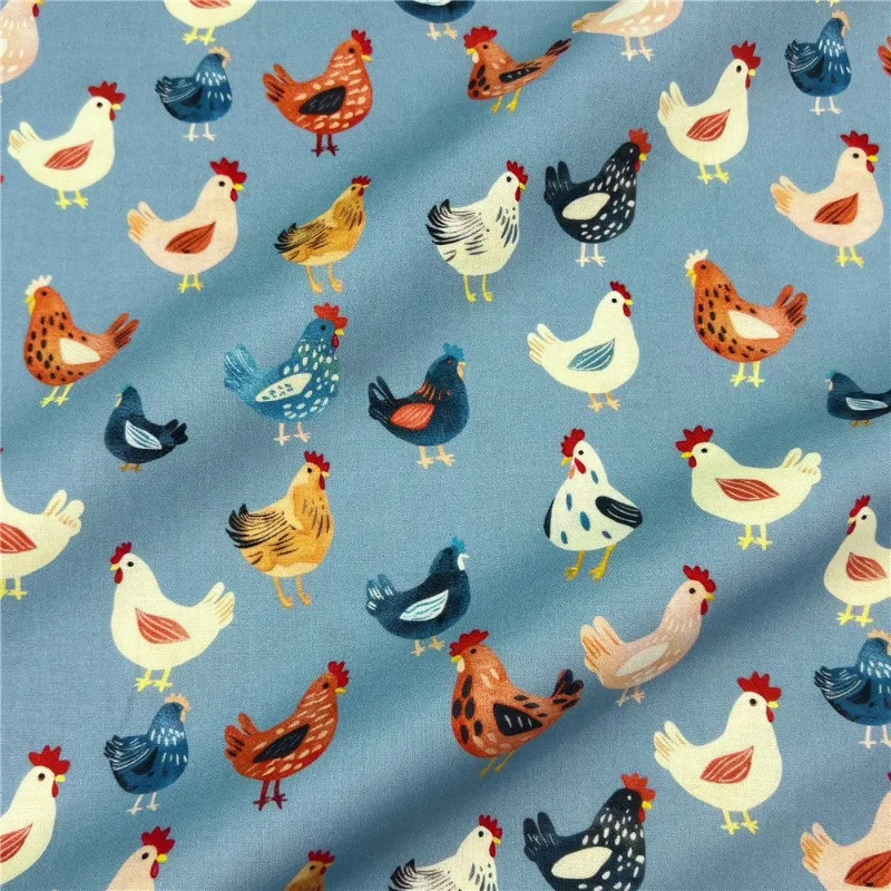 

Хлопковая однотонная ткань с принтом синего петуха для платья ручной работы Qipao, детская одежда, домашний декор, текстильная ткань для рукоделия