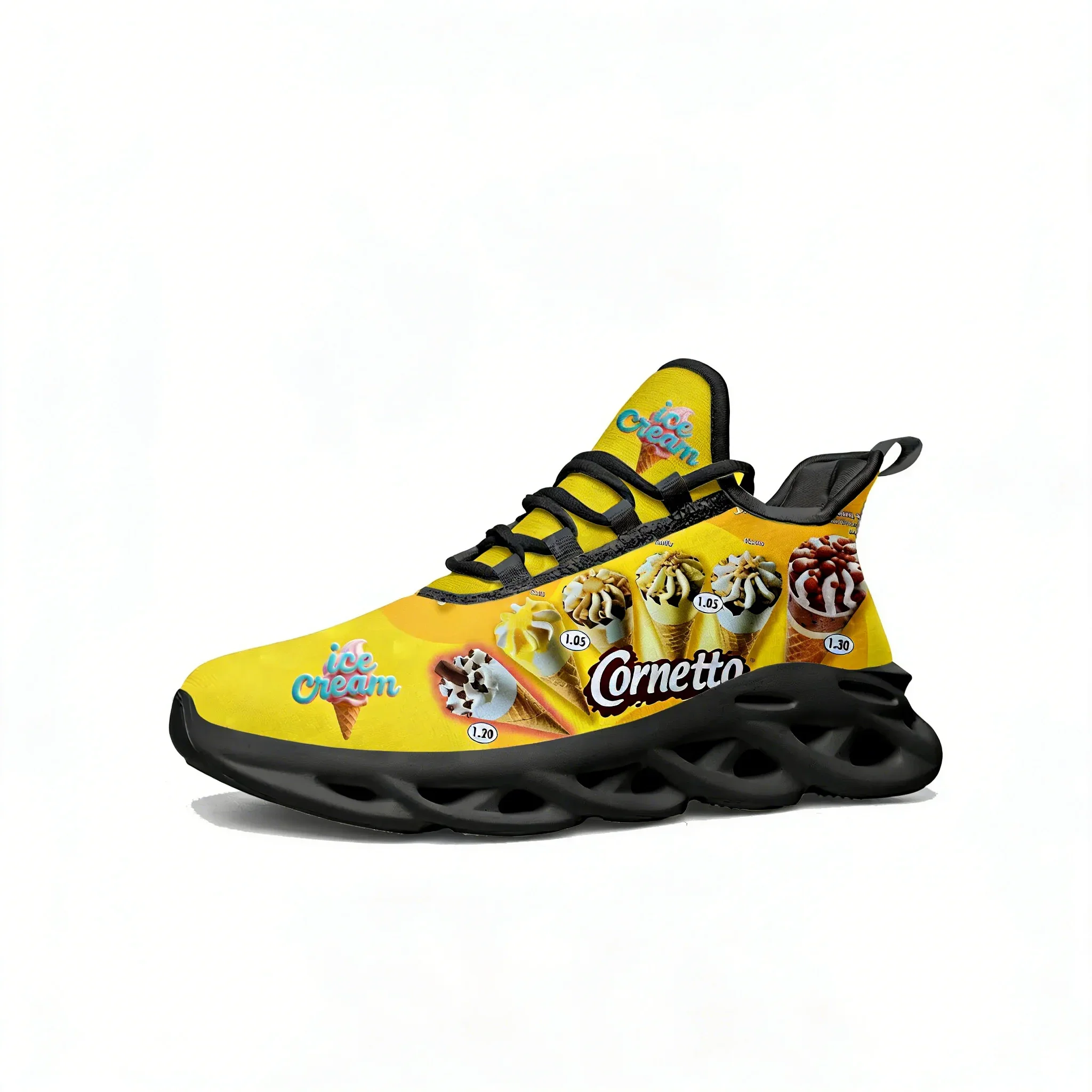 Ice Cream Lace Mesh Shoes Flat Sneaker Mens Womens Sport Running Shoes Sport Sneakers Comfortable Fashion Customized Footwears