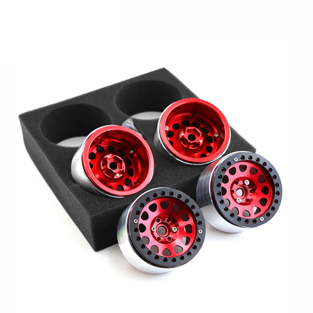 4PCS Metal 2.2 inches  RC Rock Crawler Aluminum 2.2 Beadlock Wheel Rims for 1/10 Axial SCX10 90046 RR10 Wraith TRAXXAS TRX4 TRX6