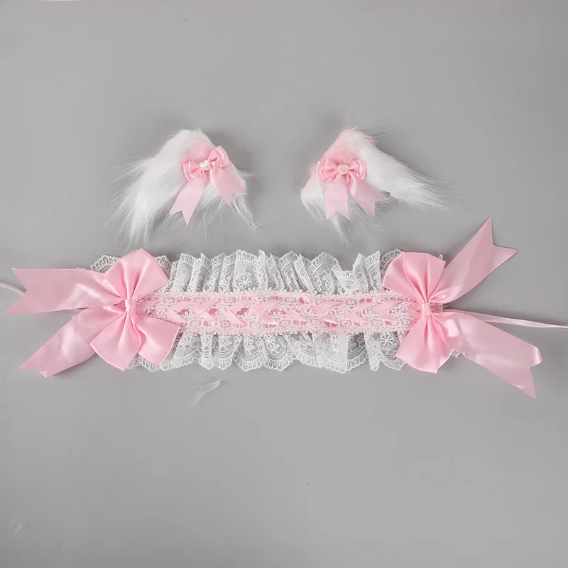 Korean women's cute hair accessories Lolita Manga exhibition often uses paired bow headpieces, cat ear hair accessories view 3