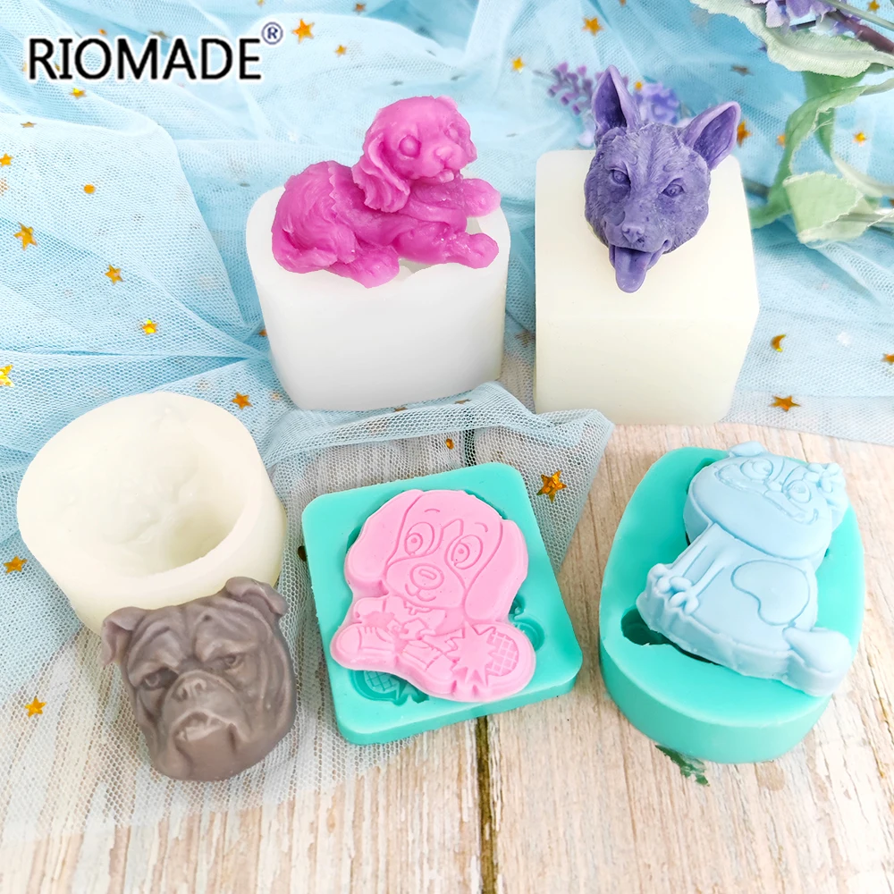 Cute Dog Shape Silicone Mold Bully Dog Bulldog Animal Styles Fondant Cake Decorating Tools Dessert Sugar Crafts Chocolate Mould