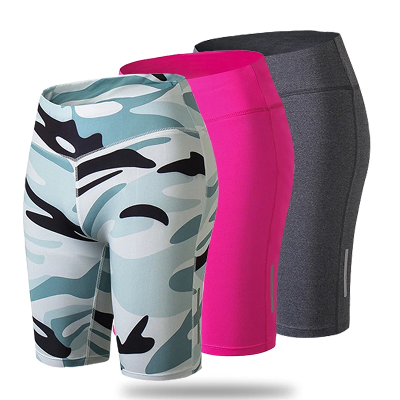 

Women Camouflage Yoga Shorts Breathable High Waist Tennis Badminton Running Tight Gym Training Pants With Reflective Strip