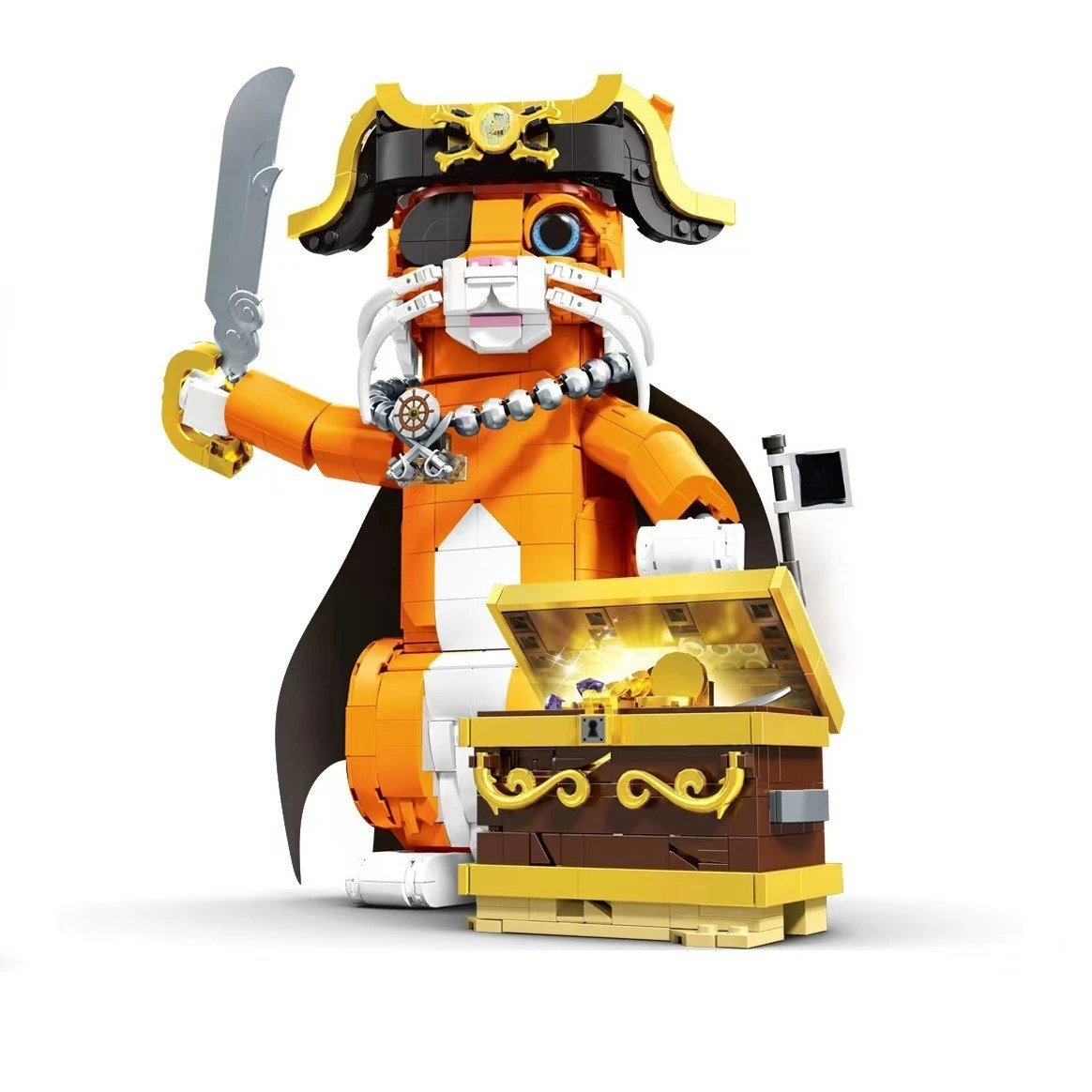 1424 قطعة نموذج القط البرتقالي اللبنات زخرفة أنيمي فيلم الحيوان سلسلة التجمع لعبة طفل هدية عيد ميلاد DK7074