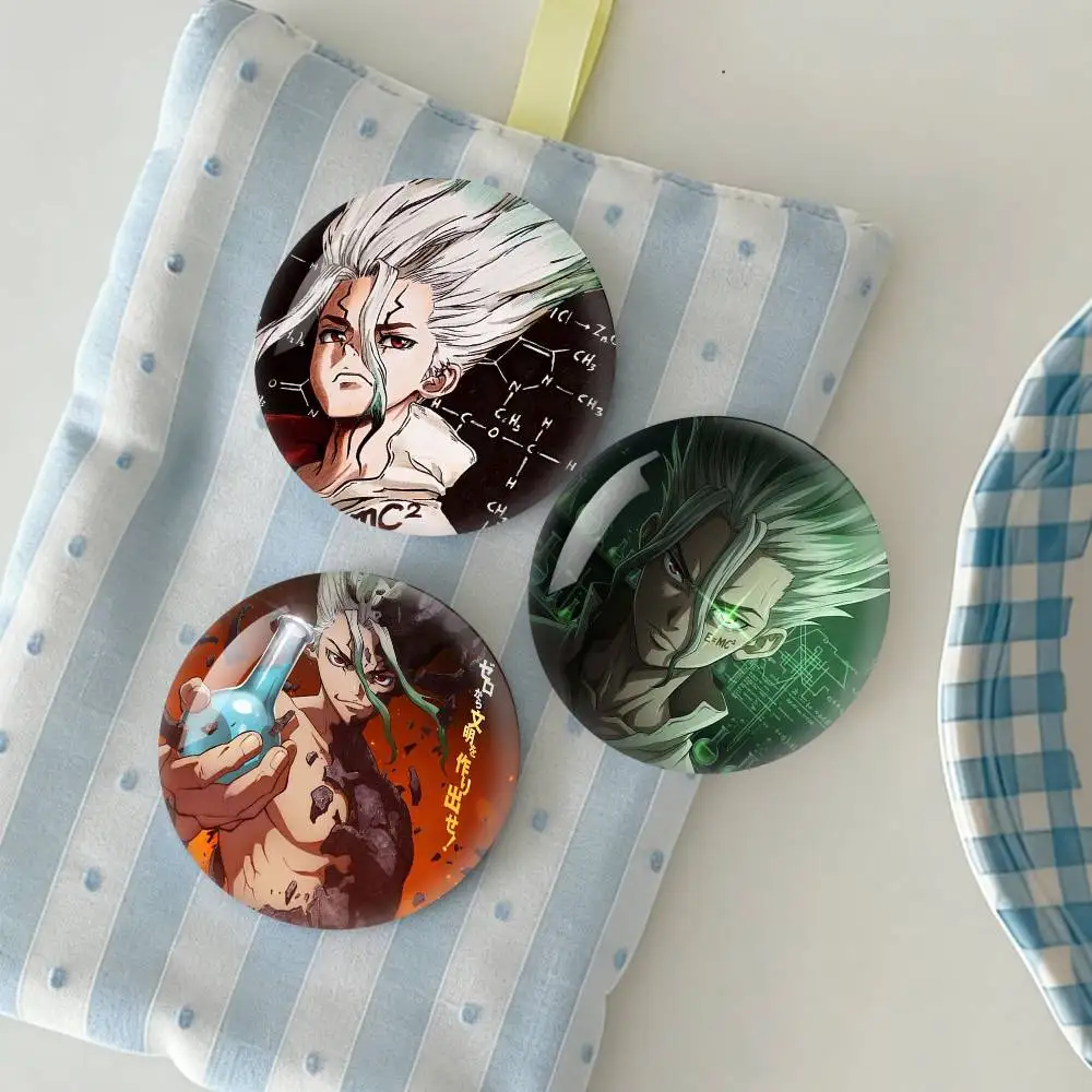 D-Dr S-Stone A-Anime Badge fragmentation laser Game Figure Soft Button Pins Handmade Cartoon Round Brooch Bag