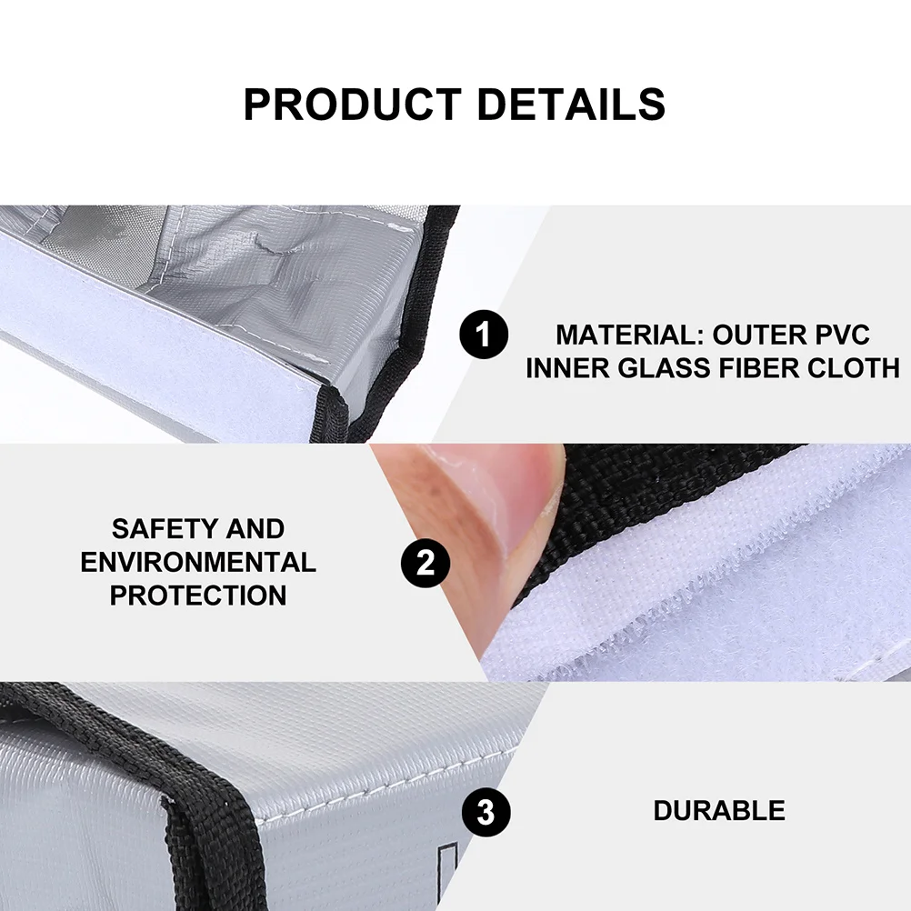 

2pcs Fireproof Bag Explosion-Proof Safety Pouch Lightweight Durable Storage Bag For Li-Ion Charging Protection Flame