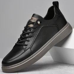Men's Genuine Leather Shoes High Quality Black Soft Sole  Flat Casual Shoes Outdoor Oxford Shoes Sneakers Lager Size：37-45