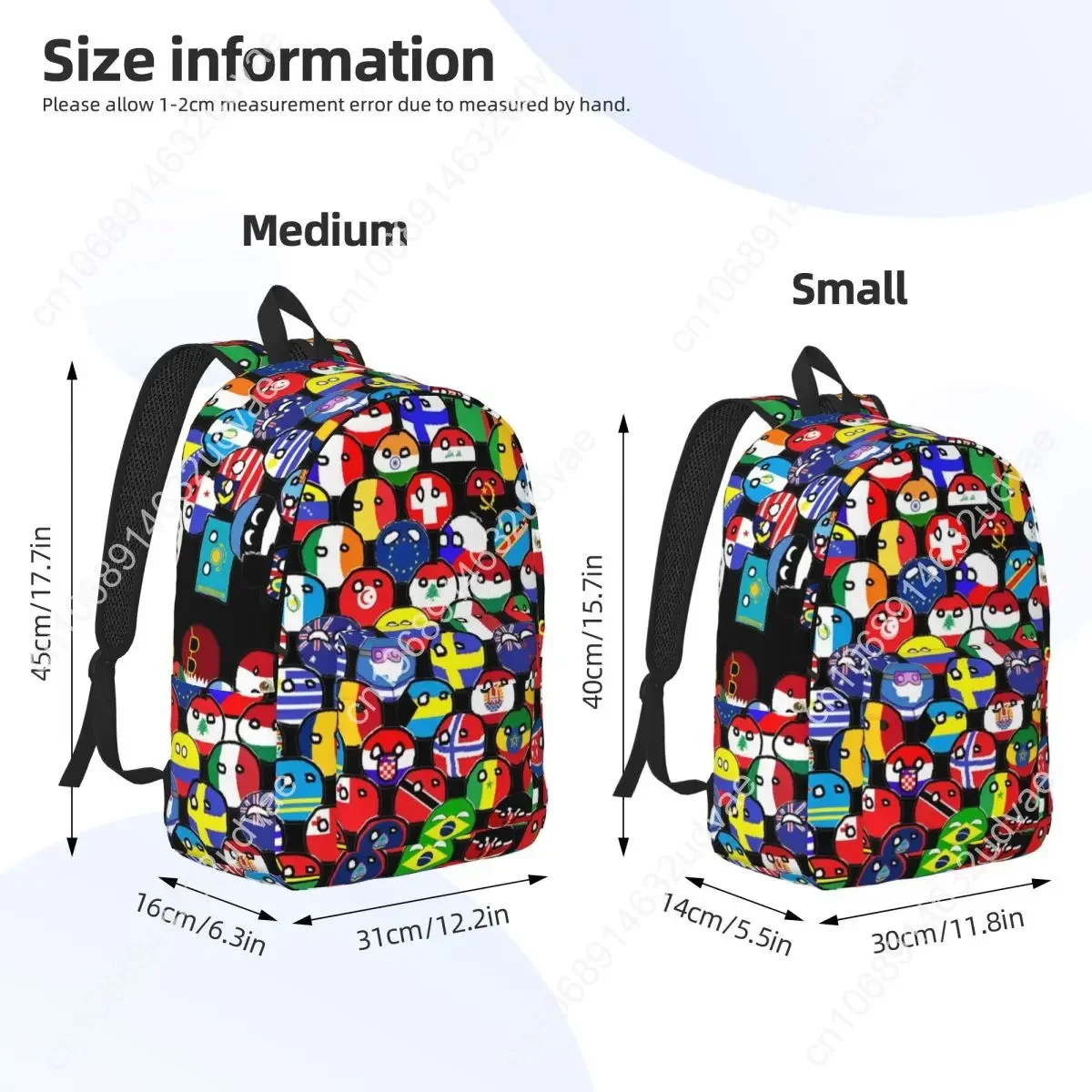 Ransel Kartun Countryball untuk Siswa SD, SMP, SMA, Perguruan Tinggi, Negara-Negara, Bumi, Tas Buku Lucu, Tas Ransel Remaja, Hadiah