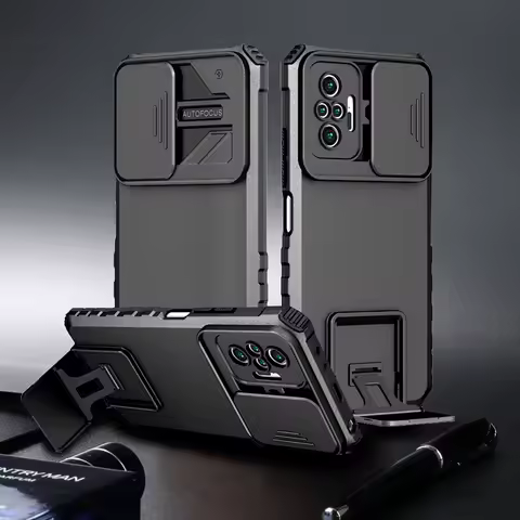 Camera Protection Phone Case For Samsung Galaxy S21 FE S21 Plus Ultra Slide Stand Lens Cap Shockproof Cover For Samsung S21 Case