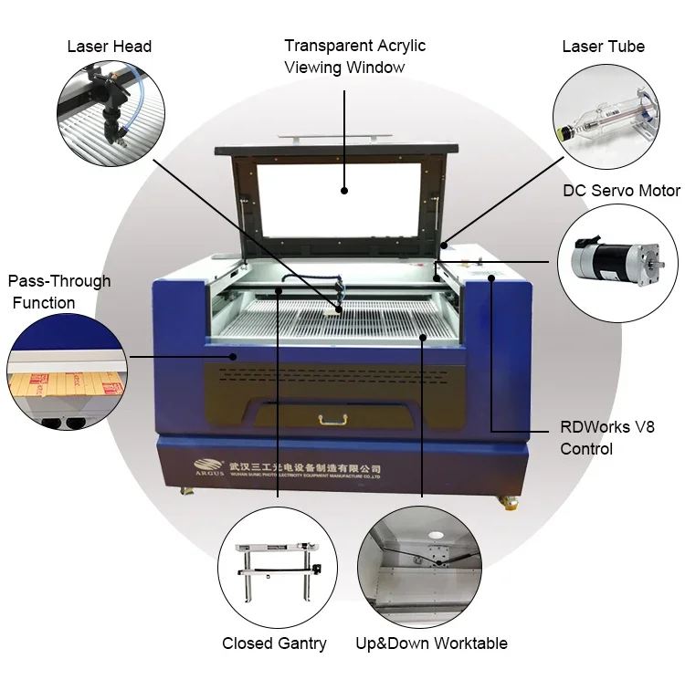 ARGUS Lazer Engraving Cutting Co2 Machine Fabric Acrylic Silicon Rubber Crafts/wood Cutting Machines