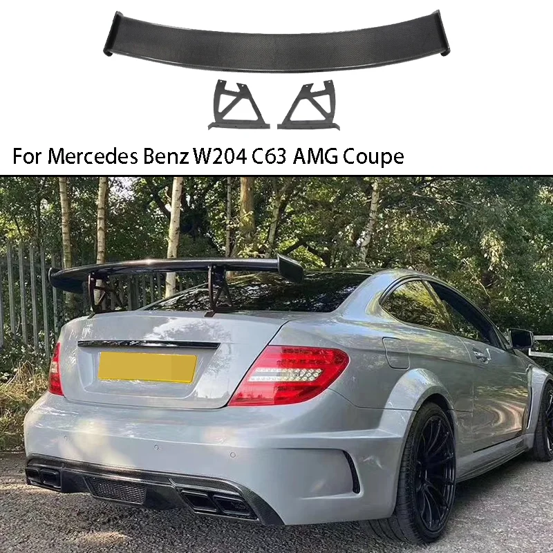 لمرسيدس بنز W204 C63 AMG كوبيه 100% ألياف الكربون الحقيقية الأسود سلسلة الجذع المفسد الجناح الخلفي 2 الباب 2007-2014 BS نمط