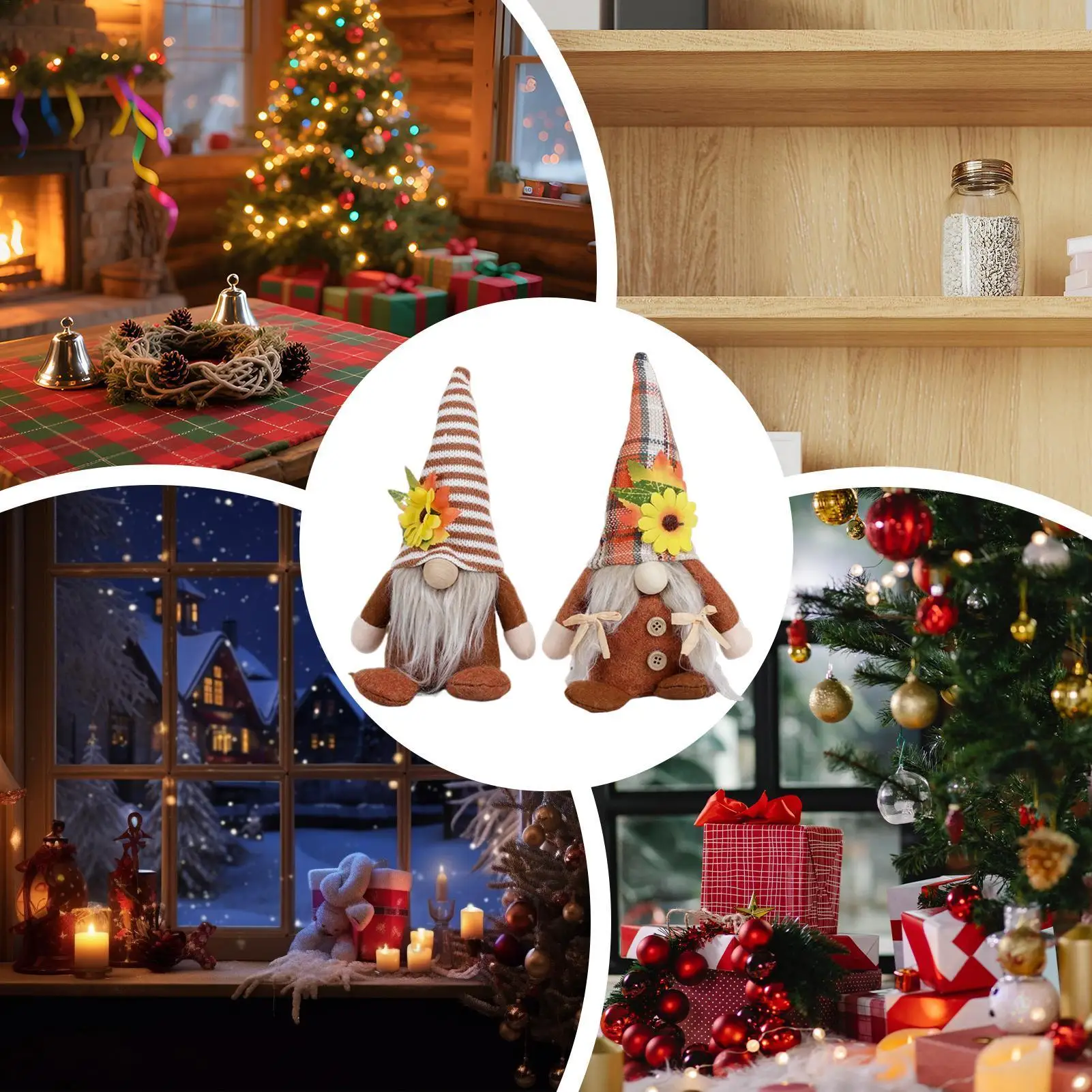 2pcs Fall Gnomes Decorations for Home Thanksgiving Gnome Hold Maple Sunflower Harvest Gift Table Tired Tray Decor Indoor Decor