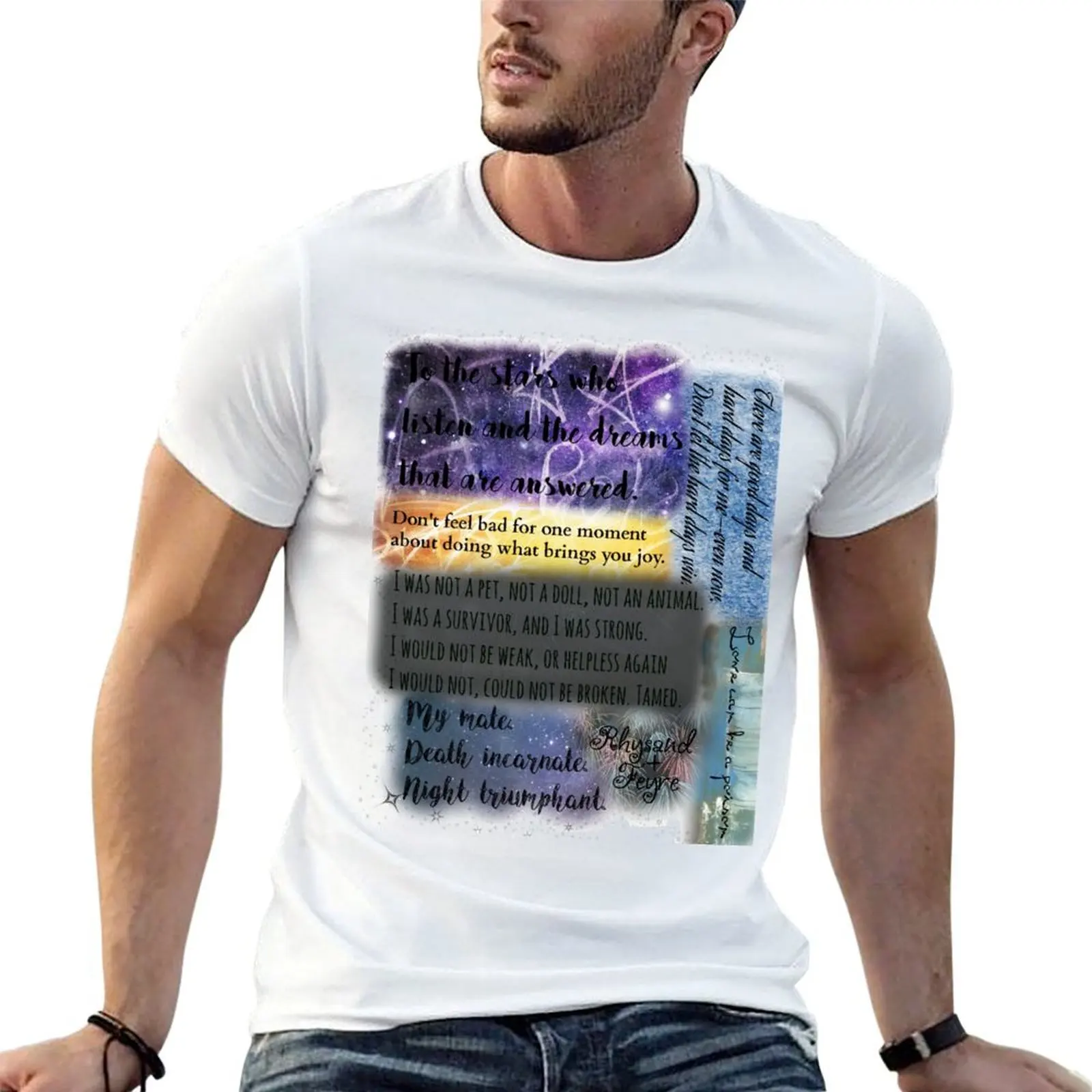 ACOTAR QUOTE COLLAGE T-Shirt t shirts for man slim fit t shirt for man 100 percent cotton essential t shirt T-shirt