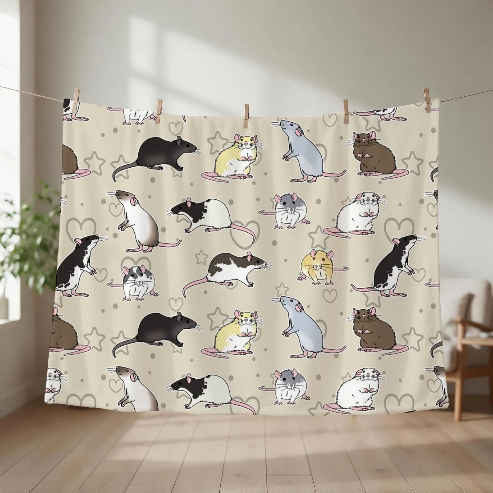 fancy rats pattern simple but cute Throw Blanket couch cozy soft plush fuzzy picnic outdoor blanket