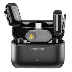 maono T1 mini Wireless Lav Mic for Phone AI Noise Cancelling Auto Clipping App Control Clip-on Microphone for Video Recording