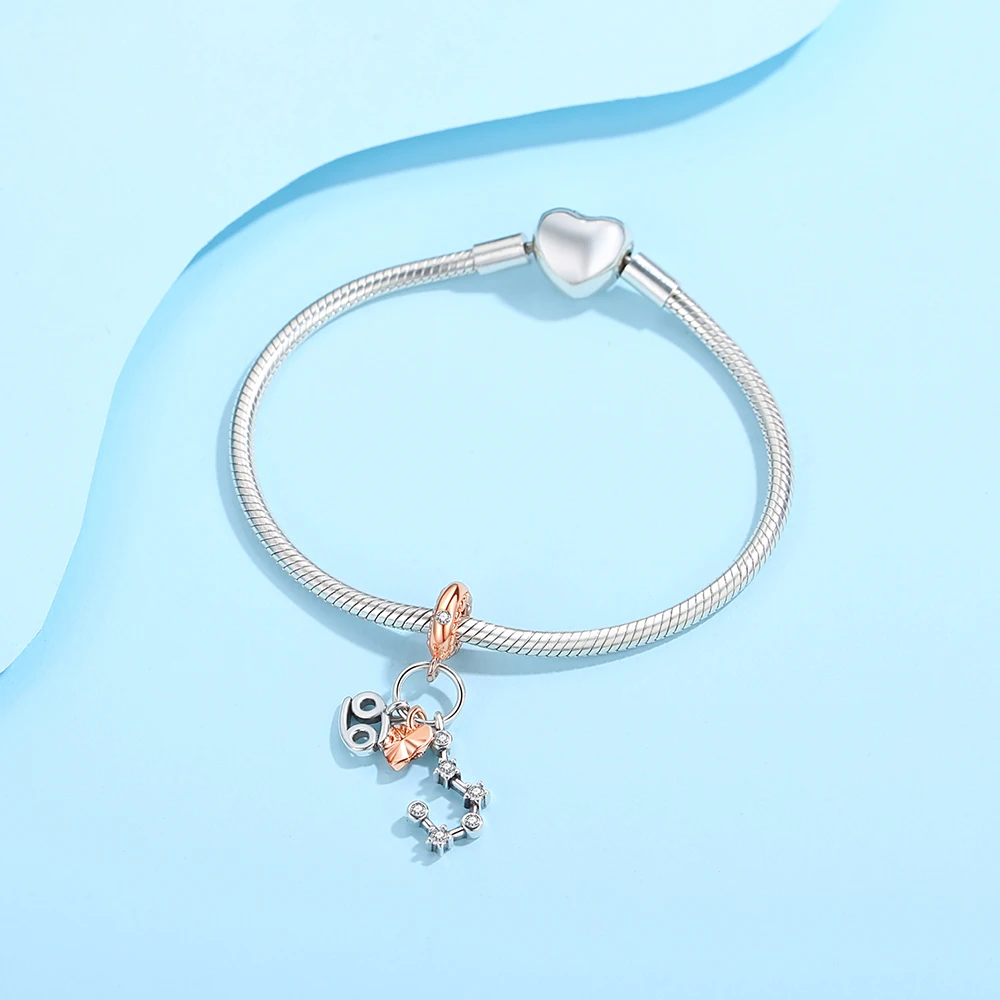 Danturn 925 فضة أصلي الخرز السرطان استرخى سحر صالح ثعبان سلسلة سوار أزياء النساء صنع المجوهرات