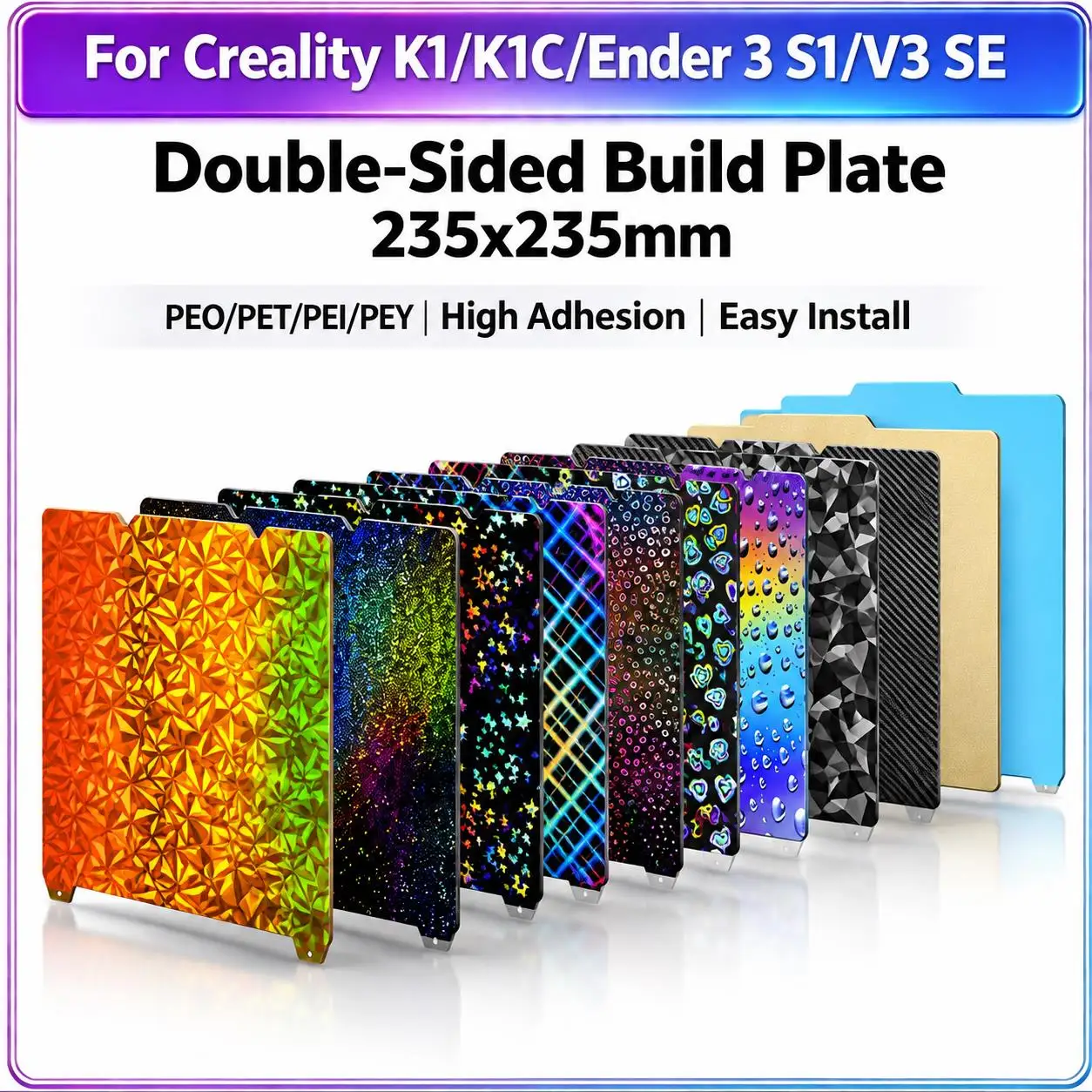 For Creality K1 K1C Ender 3 S1 V3 SE Ender 5 3D Build Plate 235x235mm Textured Smooth PEI Spring Steel Sheet Printer Heat Bed