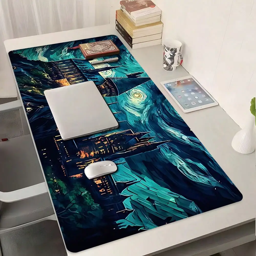 1pc Starry Castle Mouse Pad, Artistic Magic Castle Large Office Mouse Pad, Extended Starry Castle Painting Style Mouse Pad With Non-Slip Rubber Base And