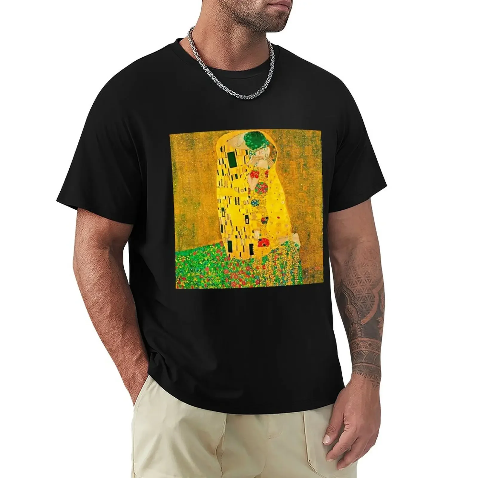 The Kiss, by Gustav Klimt1907, digitally enhanced by WatermarkNZ Press T-Shirt sports fans summer top t shirt men