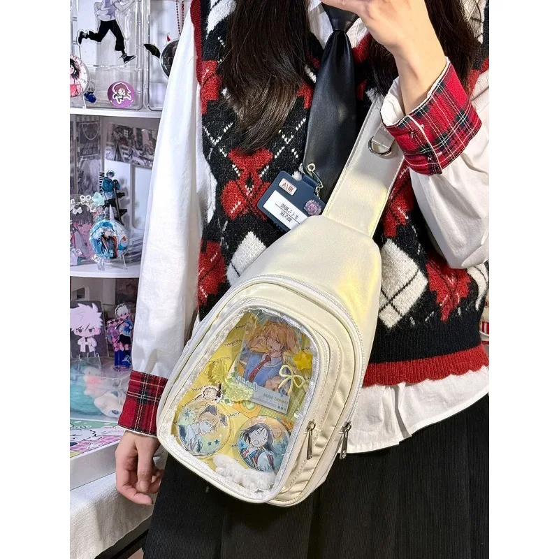 Fashion 15cm Doll Transparent Ita Bag Women Lightweight Large Capacity Crossbody Bag Solid Color Basic Versatile Chest Bag Girls view 2