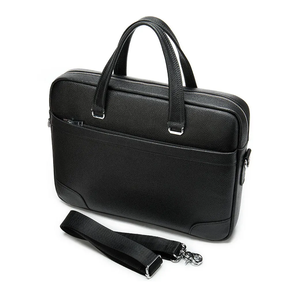 Business Commuter Leather Shoulder Bag Multi-function Computer Bag Large Capacity First Layer Cowhide Briefcase for Men