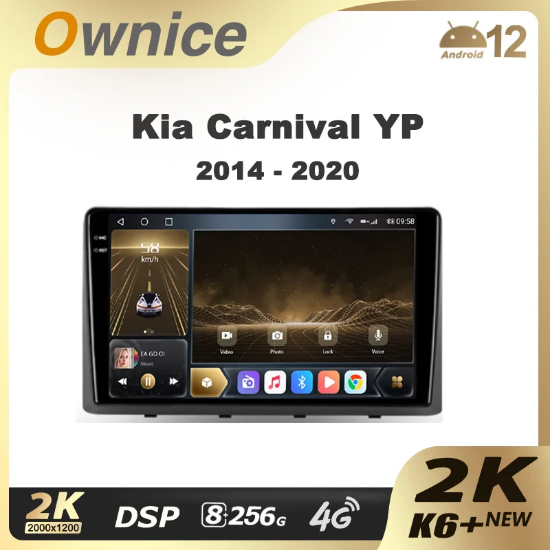 Ownice K6+ 2K for Kia Carnival YP 2014 - 2020 Car Radio Multimedia Video Player Navigation Stereo GPS Android 14 No 2din 2 Din
