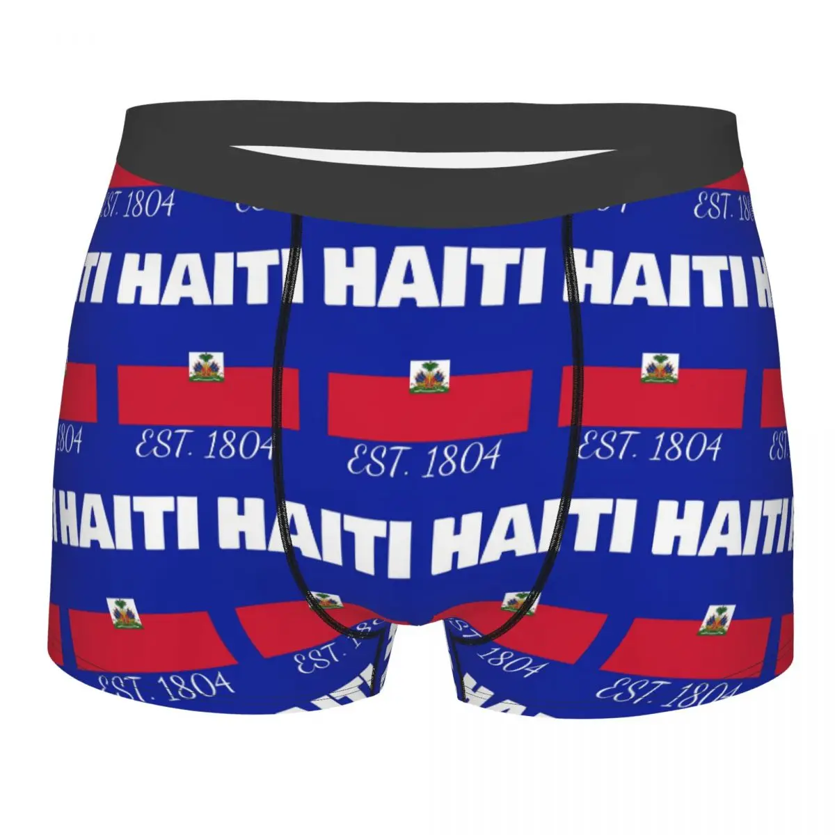 Boxer Underpants Shorts Haiti EST. 1804 Independence Haitian Flag Panties Men Soft Underwear for Homme Man Boyfriend Gifts