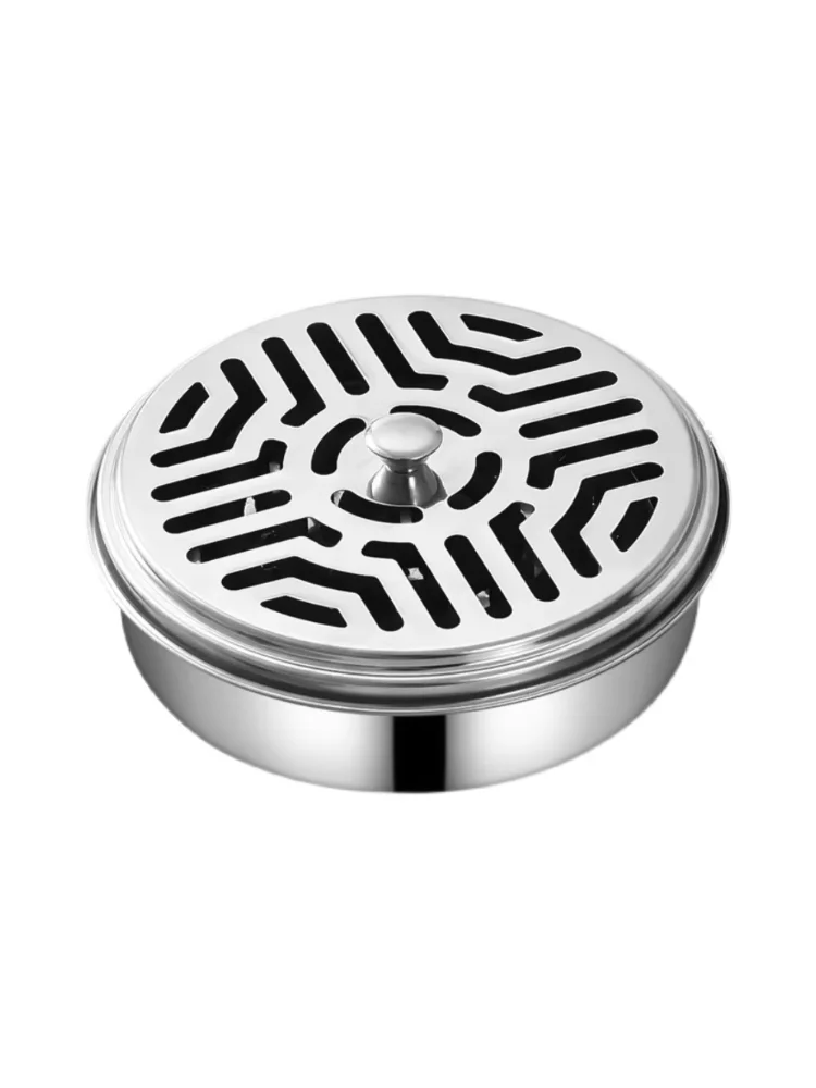 Mosquito Coils Holder Stainless Steel Mosquito Coil Box with Cover Round Mosquito Coil Tray Anti-Mosquito Supplies for Home