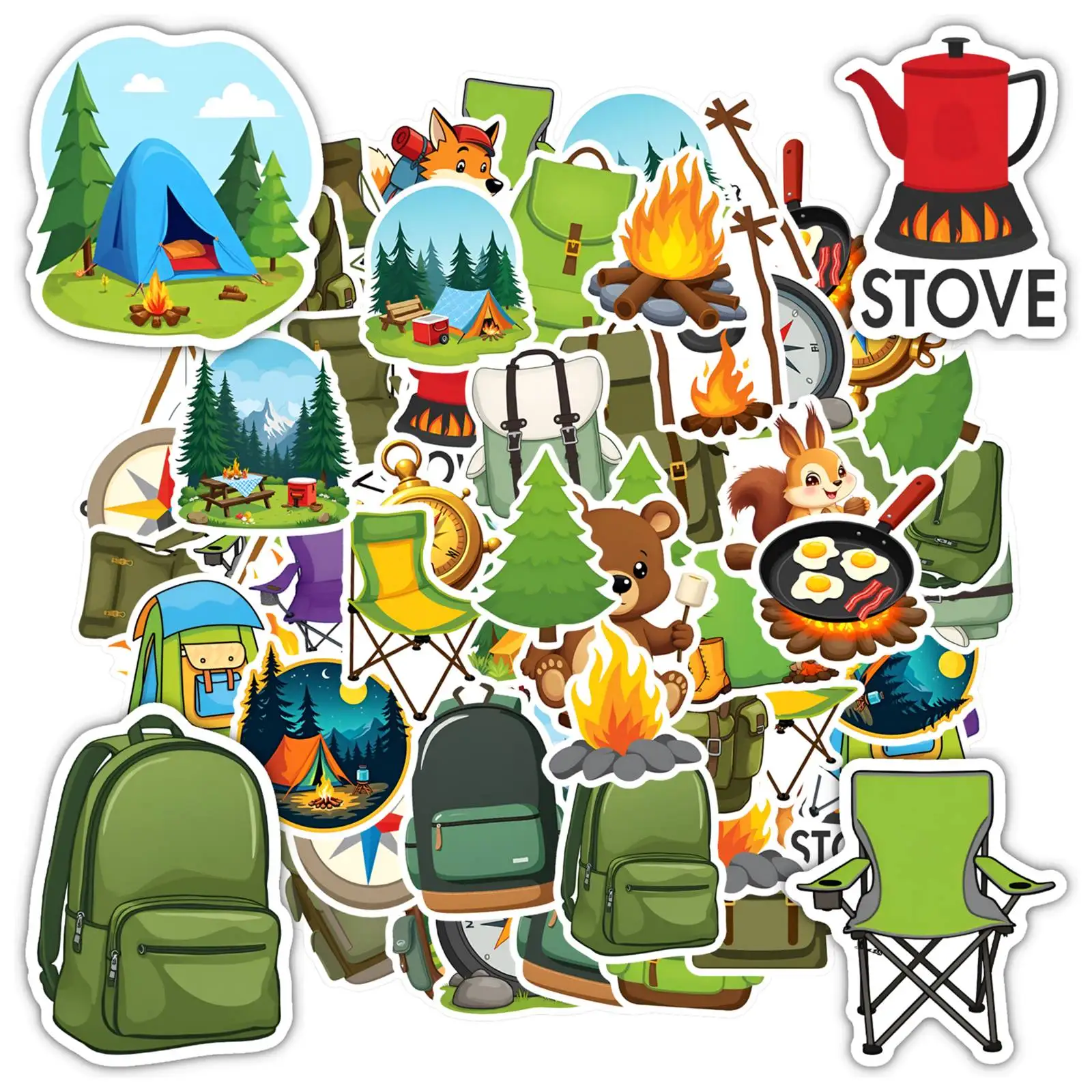 

35 шт.-50 шт. уютные наклейки для кемпинга, забавные наклейки на открытом воздухе, наклейки для DIY телефона, гитары, ноутбука, чемодана