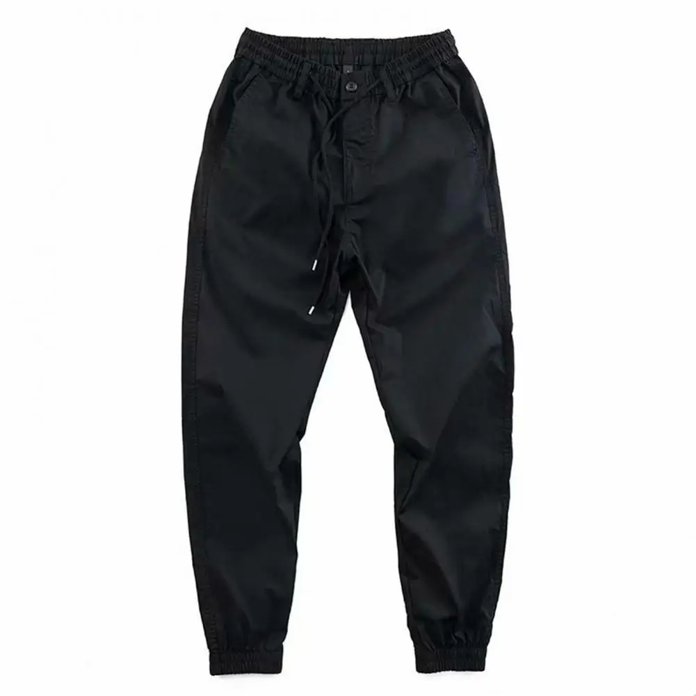 Elastic Waist Drawstring Pants Men\'s Sport Pants with Elastic Waistband Drawstring Zipper Button Fly Stylish for Spring