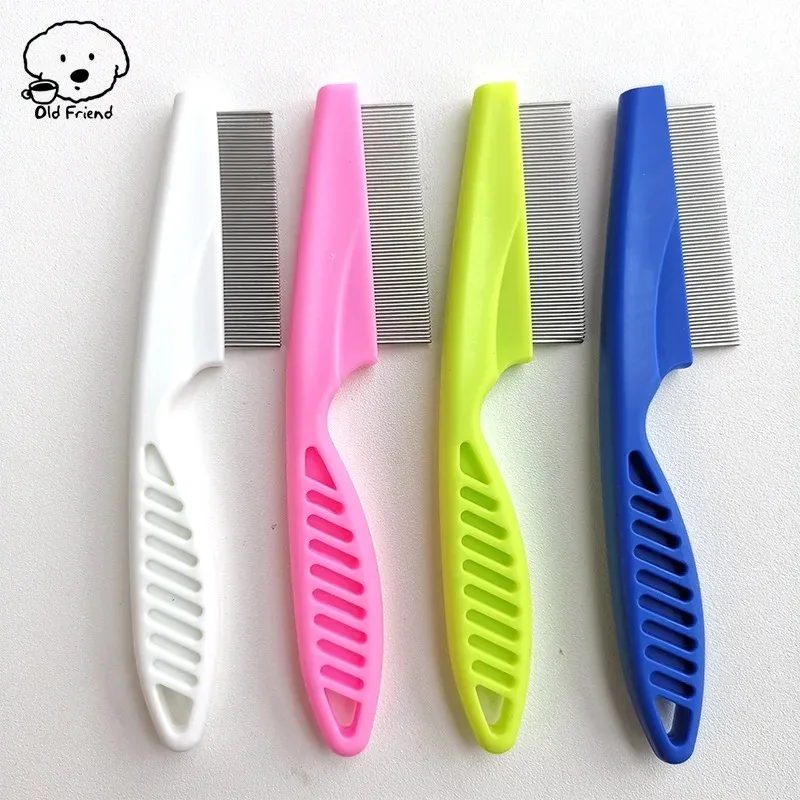 Pet Comb Encrypted Flea Removal Stainless Steel Needle Fine Tooth Needle Comb Pet Hair Shedding Comb Artículos Para Mascotas